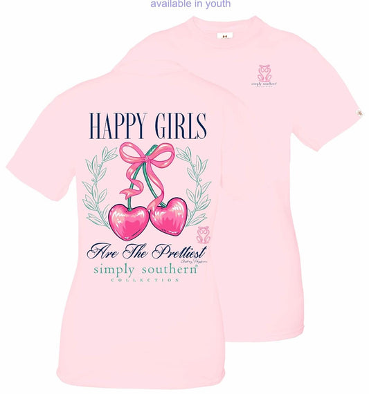 Happy Girls Are The Prettiest ~ Simply Southern Cherry Coquette Tee