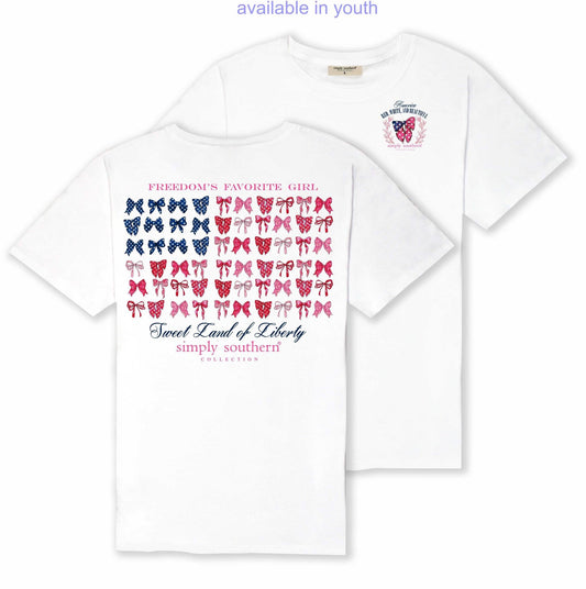 Freedom’s Favorite Girl ~ Bow Patriotic Simply Southern Tee