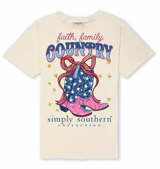 Faith Family Country ~ Patriotic Simply Southern Tee