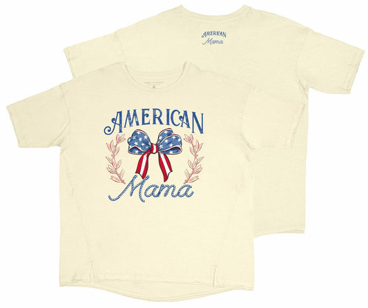 American Mama ~ Boxy Fit Tee with Ruffle Hem ~ Simply Southern Brand