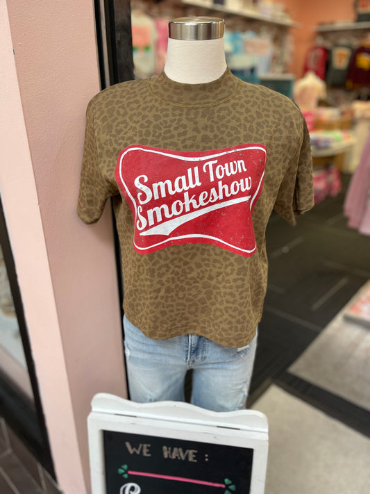 Small Town Smokeshow ~ Leopard Cropped Tee