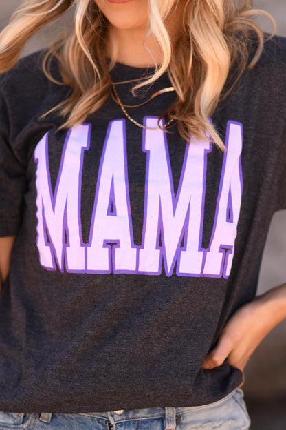 Mama ~ Dark Gray and Purple tee