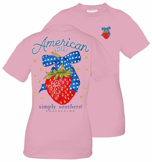 American Girly Patriotic Strawberry ~ Simply Southern Tee