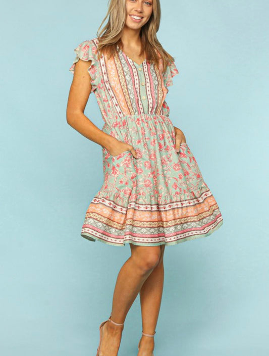 Just In Time ~ Boho Floral Dress