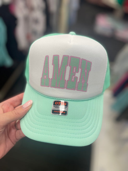 Amen ~ Mint Green Trucker Hat