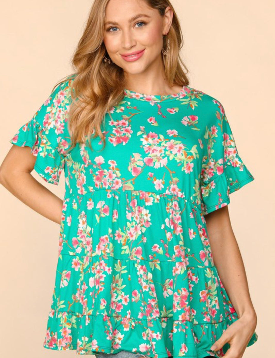 Ivy ~ Emerald Green or Fuchsia Floral Babydoll Top – Peaches & Queens
