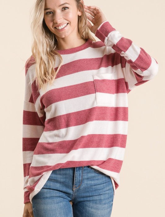 Felicity ~ Soft Striped Long Sleeve Top - Regular and Curvy Sizes