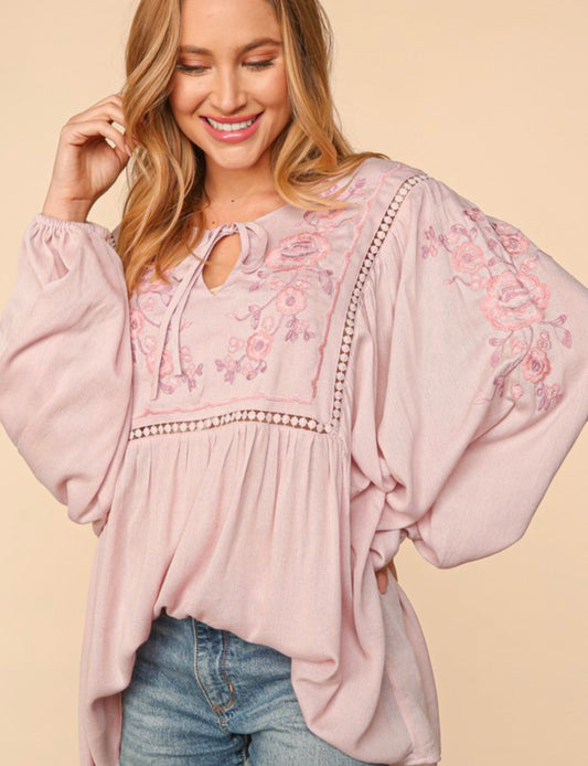 Milo ~ Boho Embroidered Top - Regular and Curvy Sizes