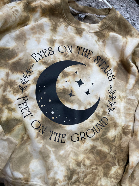 Eyes On The Stars * Feet On The Ground - Boho Tie Dye Crewneck