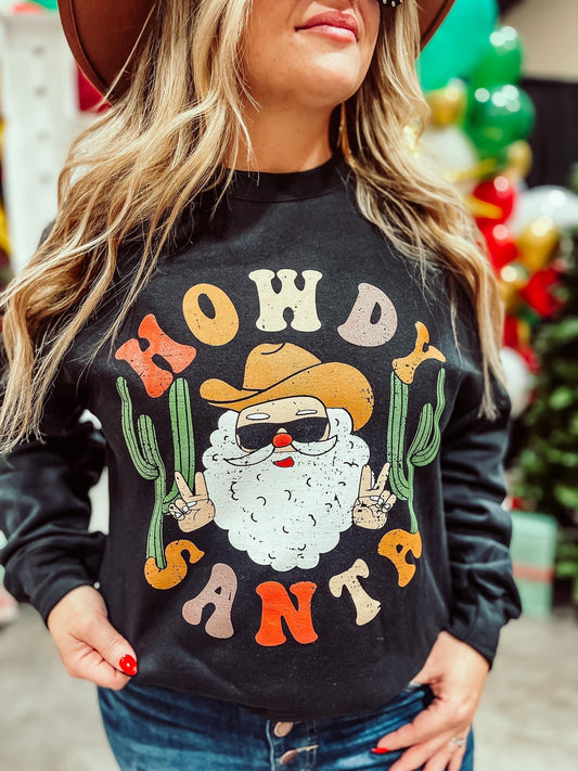 Howdy Santa - Black Christmas Crewneck Sweatshirt