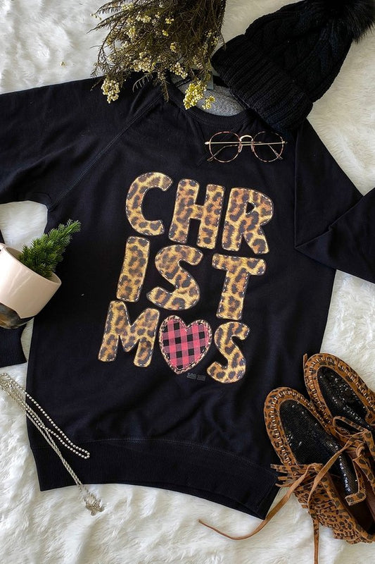 Christmas ~ Leopard Print French Terry Sweatshirt